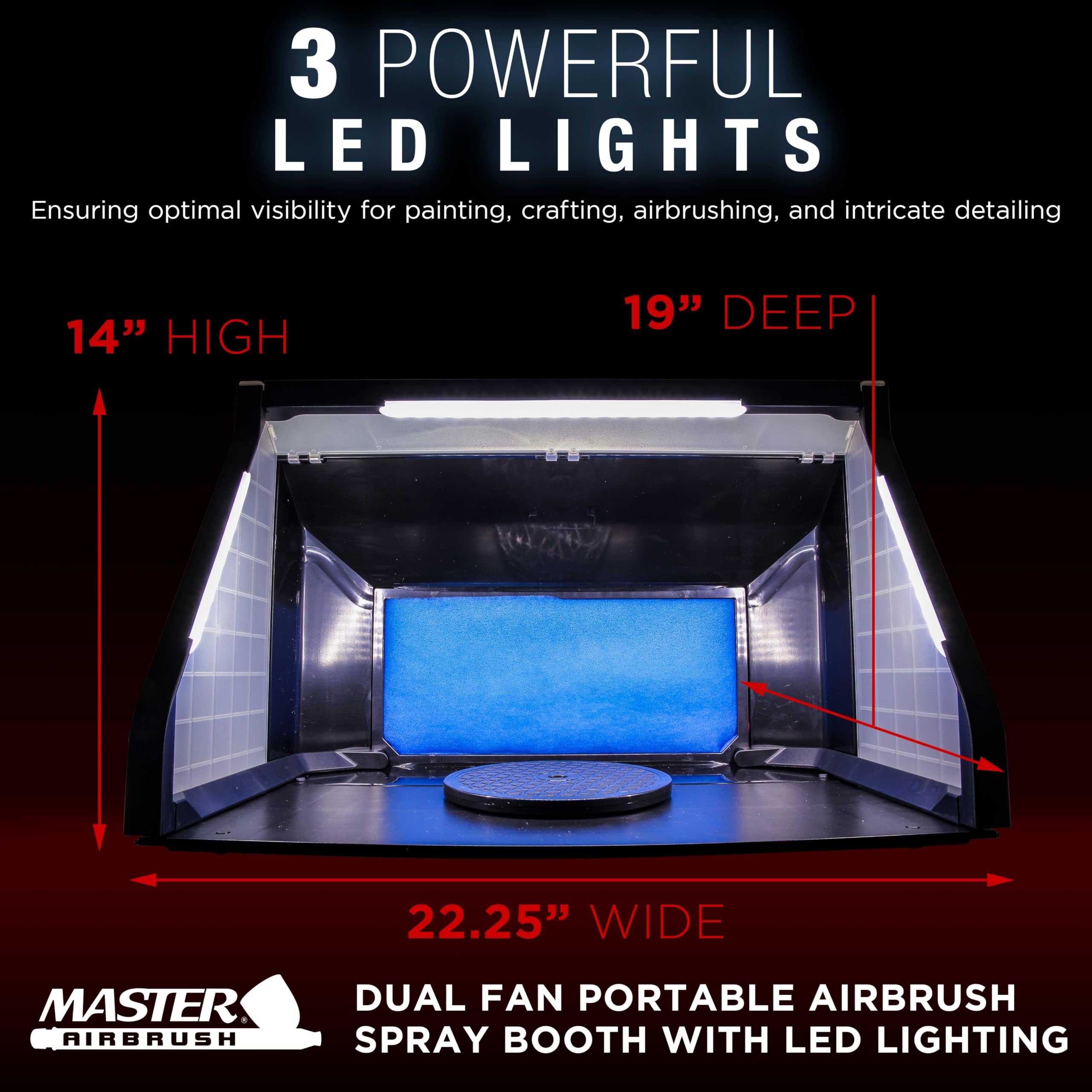 Professional Dual Fan Portable Airbrush Spray Booth with LED Lights - 22.25