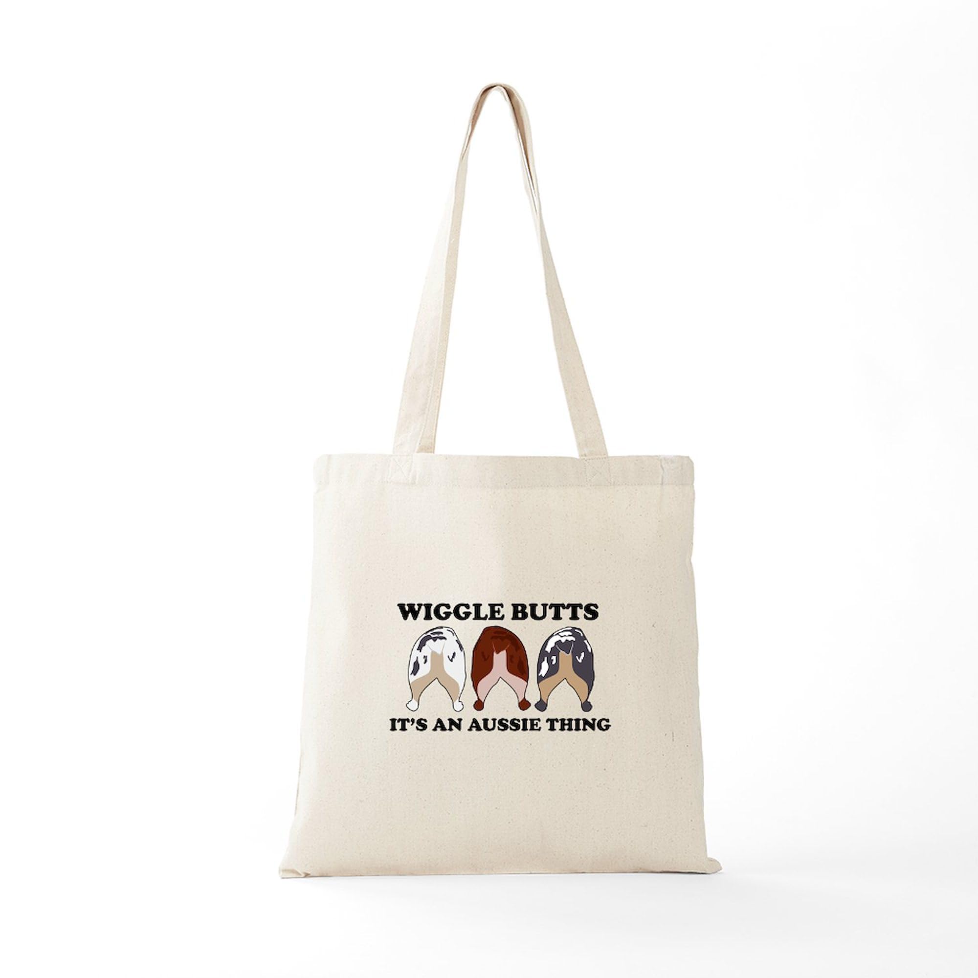 Aussie Wiggle Butts Tote Bag - Natural Canvas Reusable Shopping Bag for Groceries, Beach & Everyday Use | Eco-Friendly Cotton Carryall
