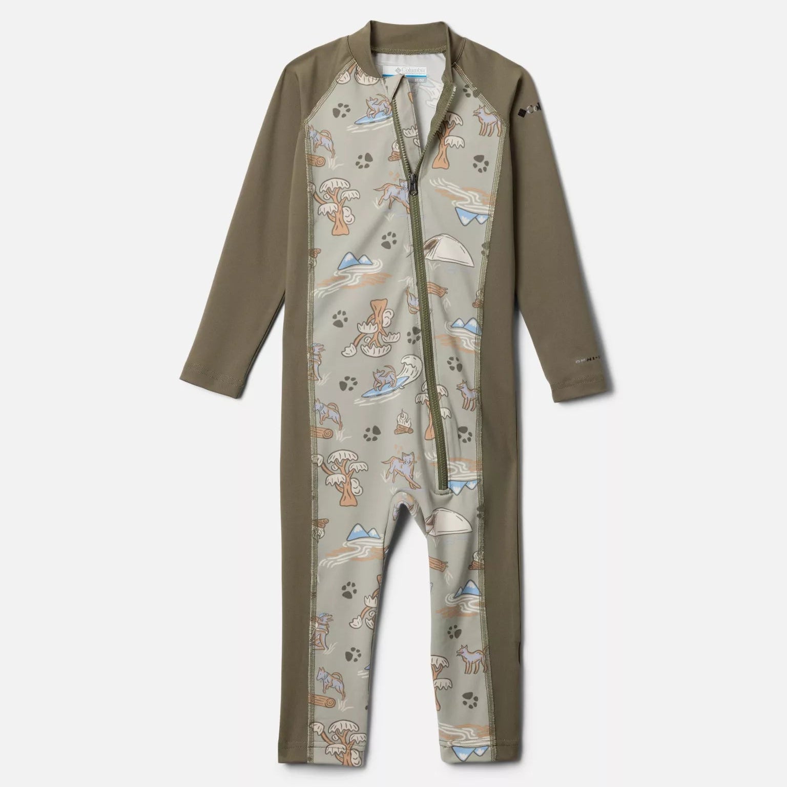 Columbia Safari Trail Toddler Sunsuit - UPF 50+ Sun Protection, Quick-Dry & Breathable for Boys & Girls - Perfect for Beach, Pool & Outdoor Adventures (Stone Green/Sandy Shores II)