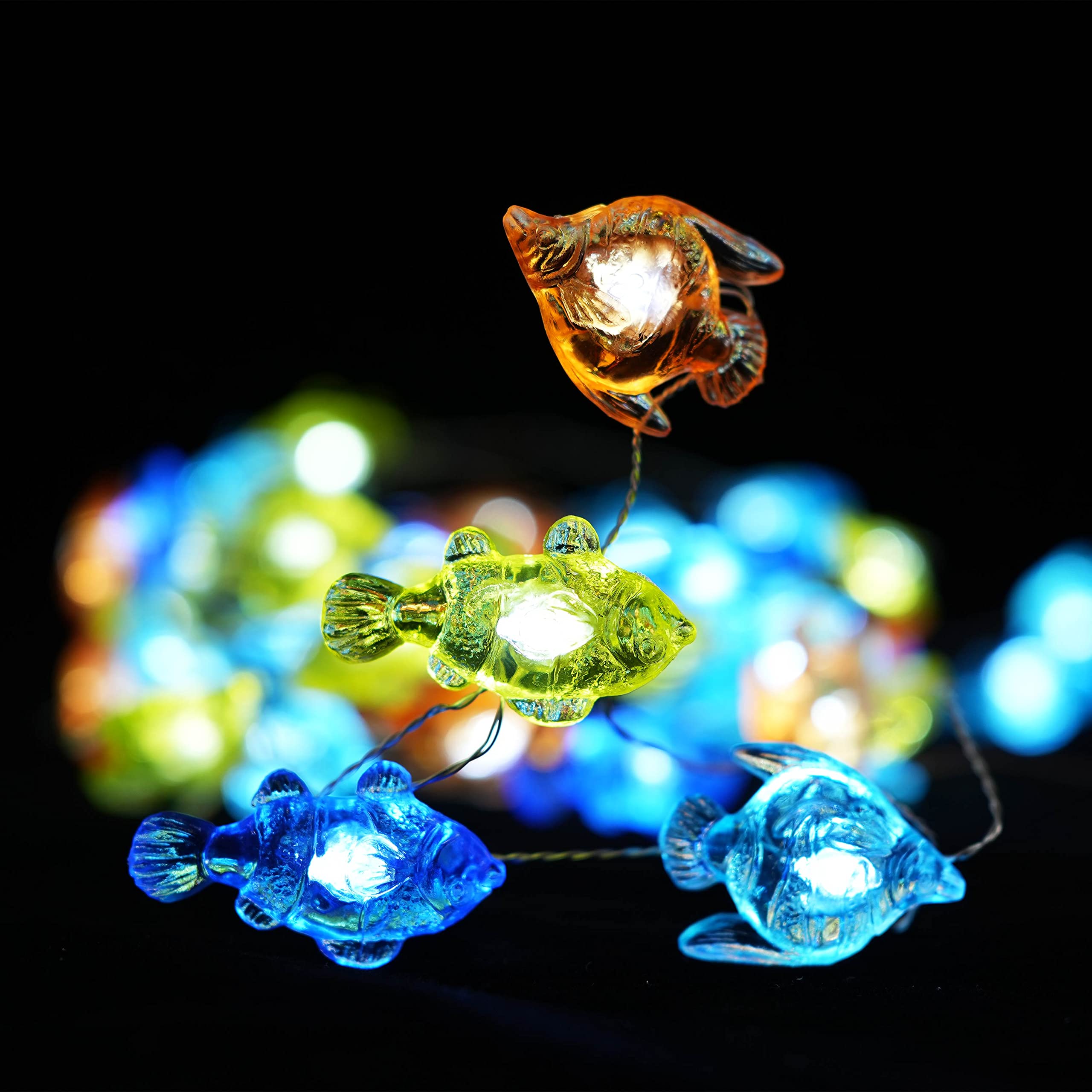 Decorman 40 LED Tropical Fish String Lights - 14ft Waterproof Battery-Operated Ocean Theme Decor with Remote & Timer, 8 Lighting Modes | Perfect for Bedroom, Party, Wedding, Garden & Outdoor Decorations