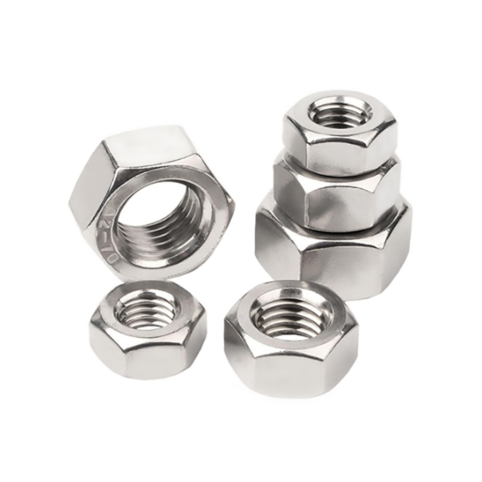 100Pcs M5-0.8 Stainless Steel 304 (18-8) Hex Nuts - Corrosion Resistant Hardware Fasteners for Furniture, Machinery & DIY Projects