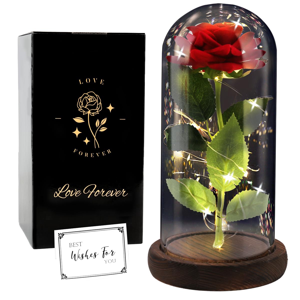 Eternal Rose in Glass Dome - Luxury Birthday Gift for Women, Mothers, Girlfriends & Wives | Beauty and The Beast Inspired Red Galaxy Rose | Perfect for Mother's Day, Anniversaries & Romantic Occasions