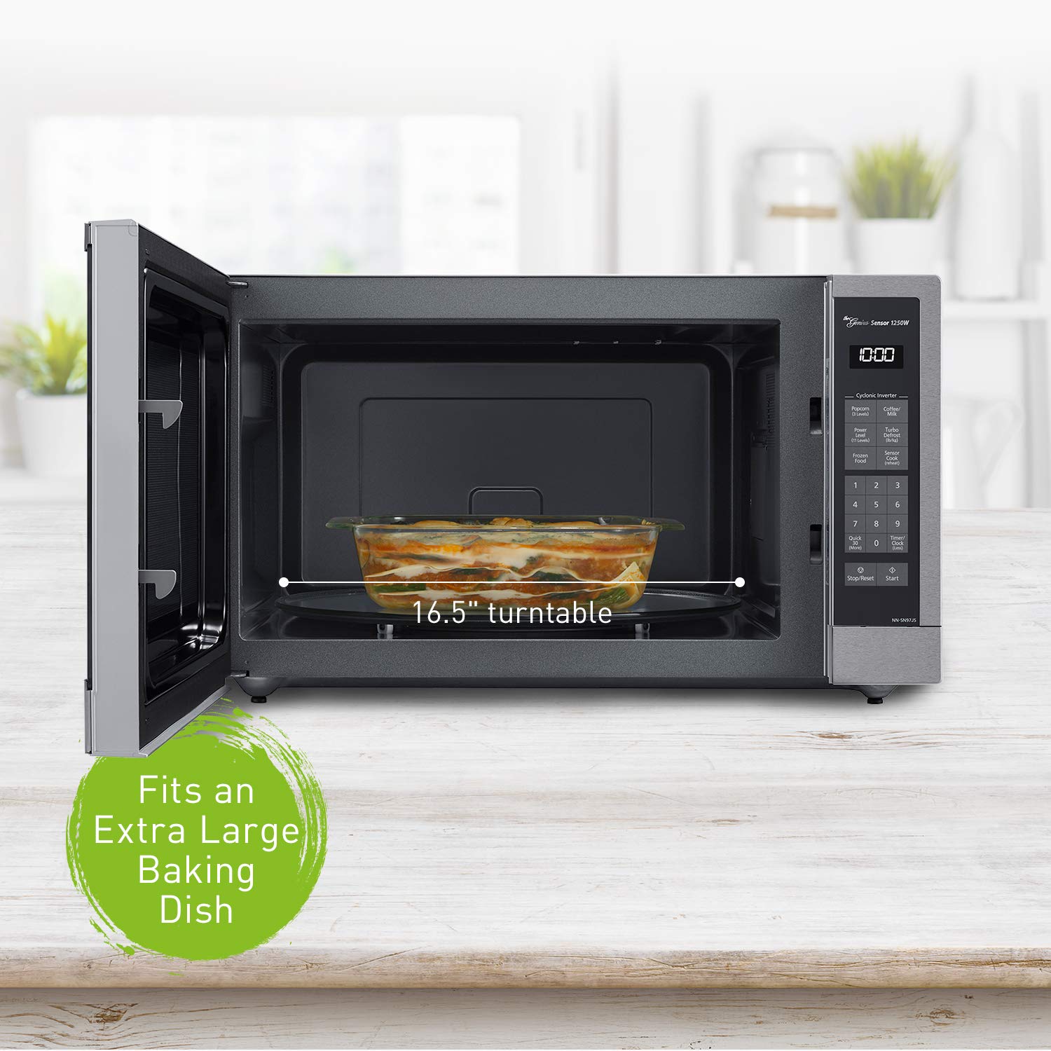 Panasonic NN-SN97JS Stainless Steel 2.2 cu ft Countertop Microwave Oven with 30-inch Trim Kit (NN-TK932SS) - Perfect for Modern Kitchens, Small Spaces & Quick Meal Prep