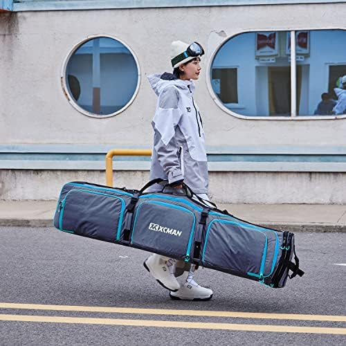 XCMAN Expandable Padded Snowboard Bag for Air Travel - Adjustable Ski Bag (63-75In) - Waterproof Protection for Snowboards & Skis - Perfect for Winter Sports & Mountain Vacations