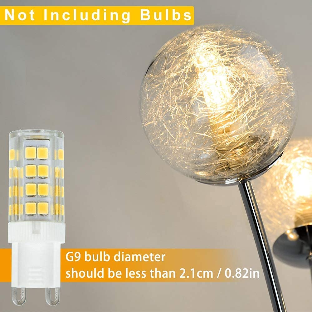 Modern Globe LED Floor Lamp - 5-Light Tree Design Standing Lamp for Living Room & Bedroom, Silver Glass Shade, Mid Century Contemporary Home Decor - Perfect for Reading Corner, Lounge Area & Bedside Lighting
