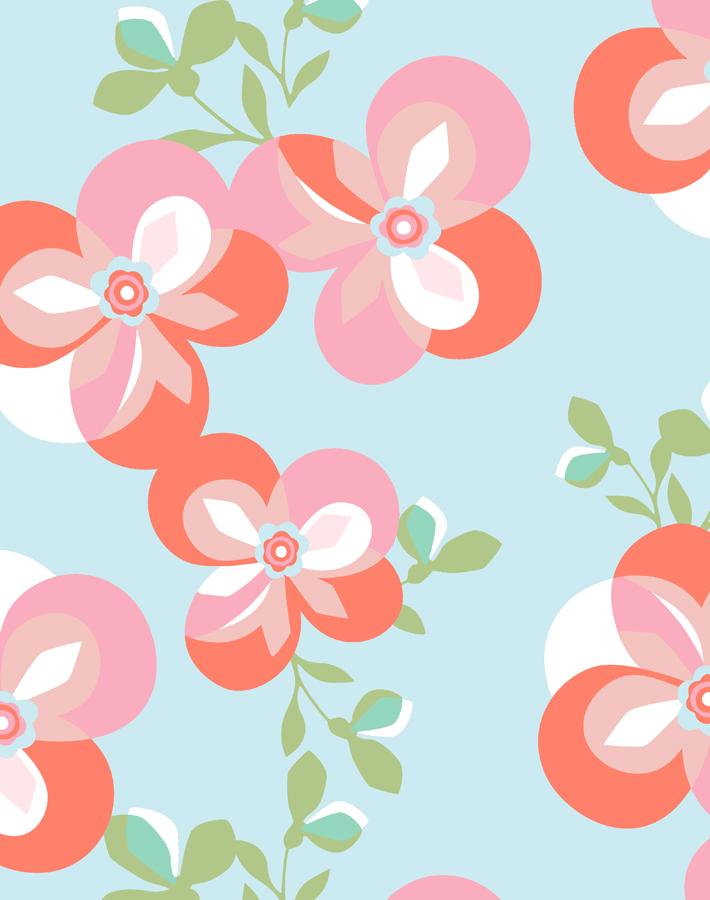 Tea Collection Graphic Flower Wallpaper in Coral - Perfect for Bedroom, Living Room & Home Decor