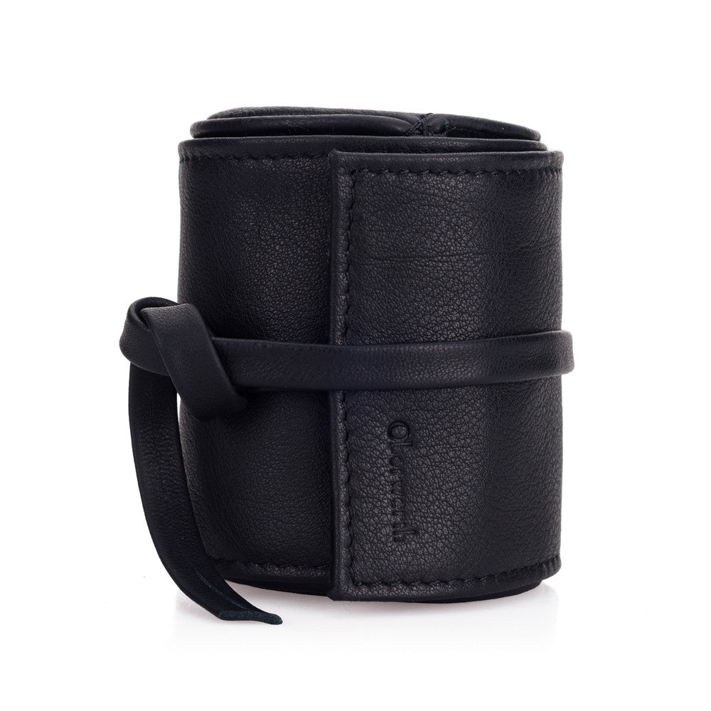Oberwerth Donau Genuine Leather Camera Lens Wrap - Medium Size, Black | Protective Cover for DSLR & Mirrorless Lenses | Travel & Photography Accessory