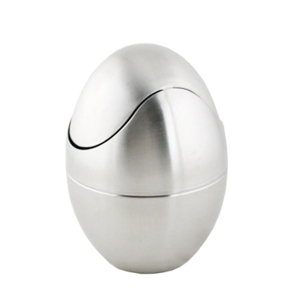 1.5L Egg-Shaped Stainless Steel Trash Can - Mini Desktop Garbage Bin for Office, Kitchen, Bathroom & Bedroom - Eco-Friendly Small Waste Basket for Home & Office Use
