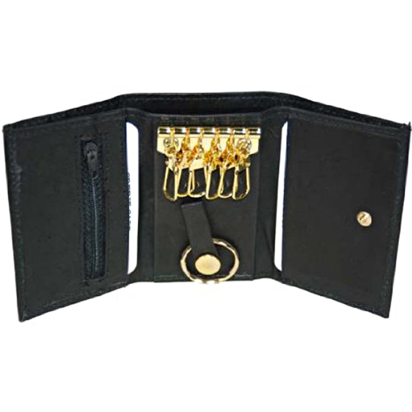 Genuine Leather Key Chain Holder - Black Leather Wallet for Men & Women - Perfect for Keys, Cards & Cash - Stylish & Durable Everyday Carry Accessory