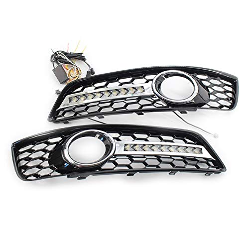 YZZSJC Silver Honeycomb Front Bumper Fog Light Grille Set (2pcs) - Compatible with Audi A3 8P 2009-2013 Models - Durable Fog Lamp Frame Cover for Enhanced Car Styling & Protection - Perfect for Night Driving and Off-Road Adventures