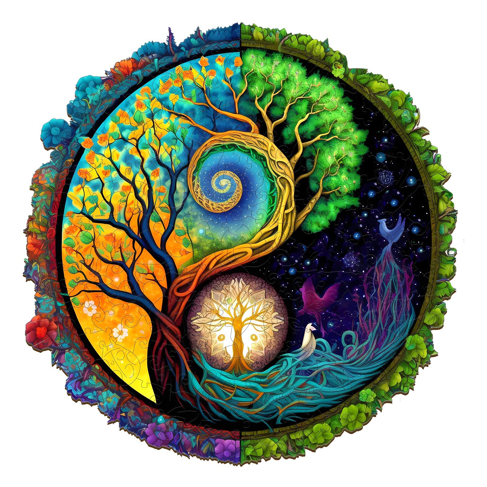 Premium Wooden Jigsaw Puzzles for Adults - Unique Yin Yang Shape, 100-Piece Challenging Brain Teaser (7.9x7.9 Inch) - Perfect for Stress Relief, Home Decor & Mindfulness Activities