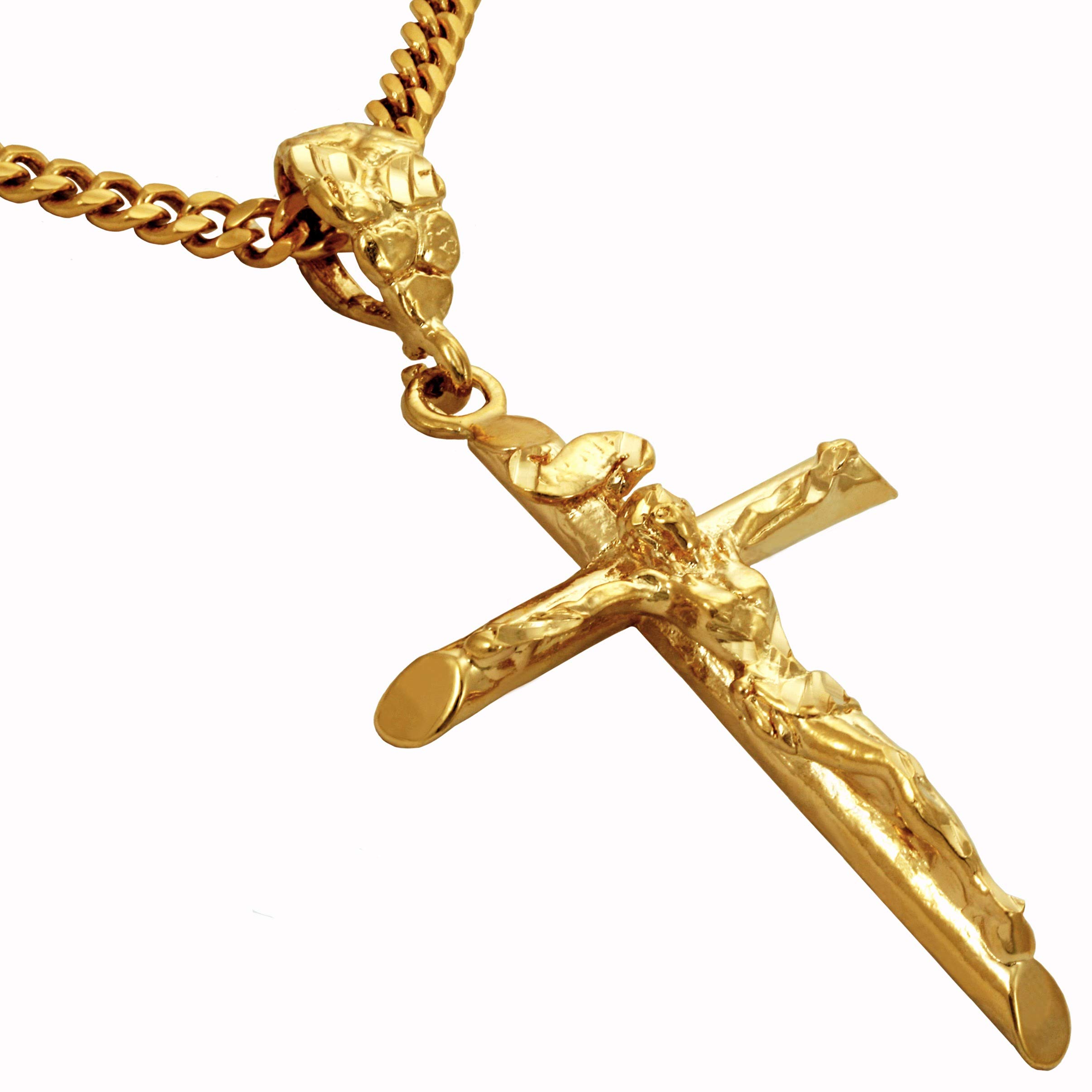 LIFETIME JEWELRY 24K Gold Plated Crucifix Cross Necklace for Women & Men - Perfect for Daily Wear, Gifts & Religious Occasions