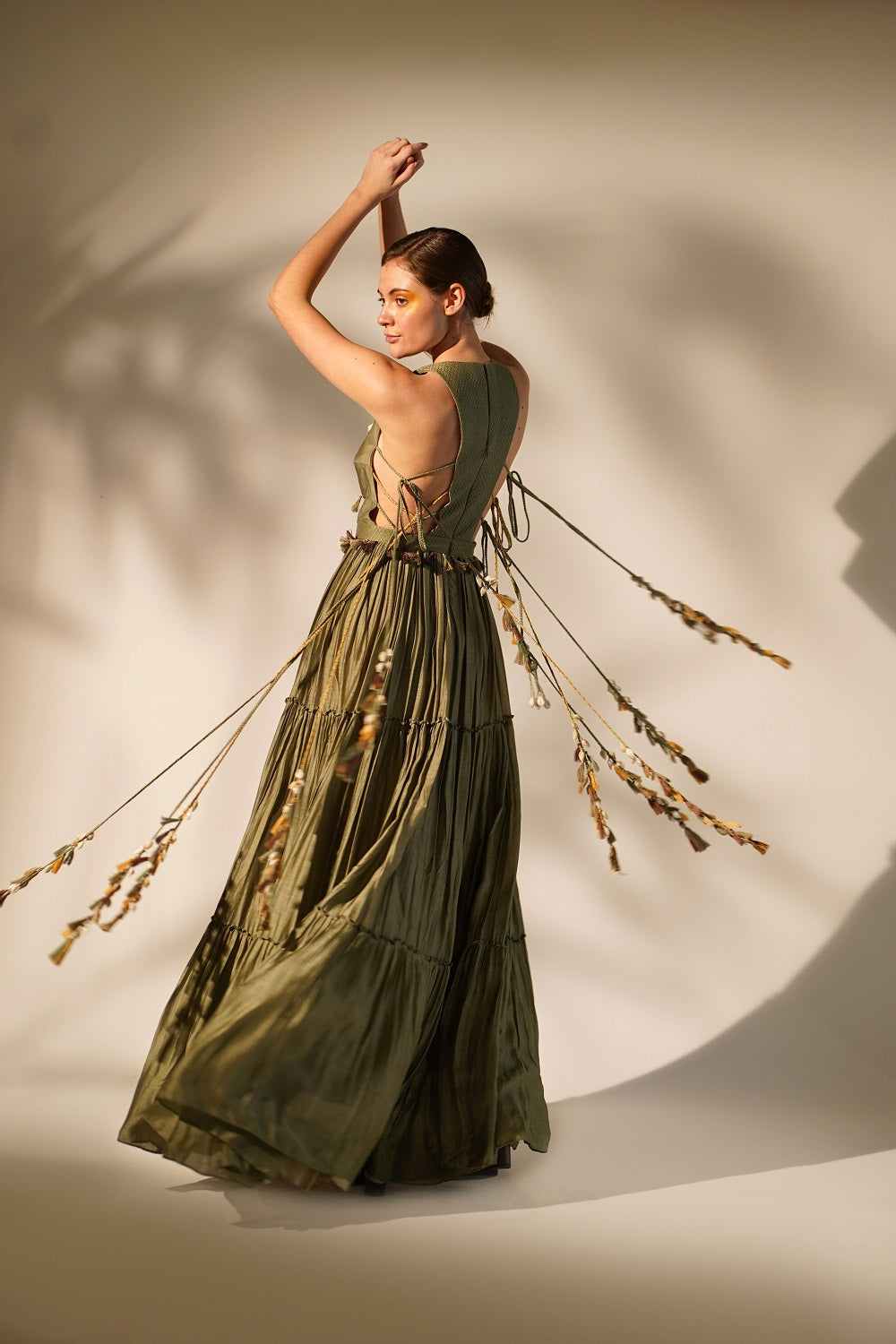 Olive Green Halter Neck Maxi Dress for Women - Elegant Summer Beach Party & Evening Wear