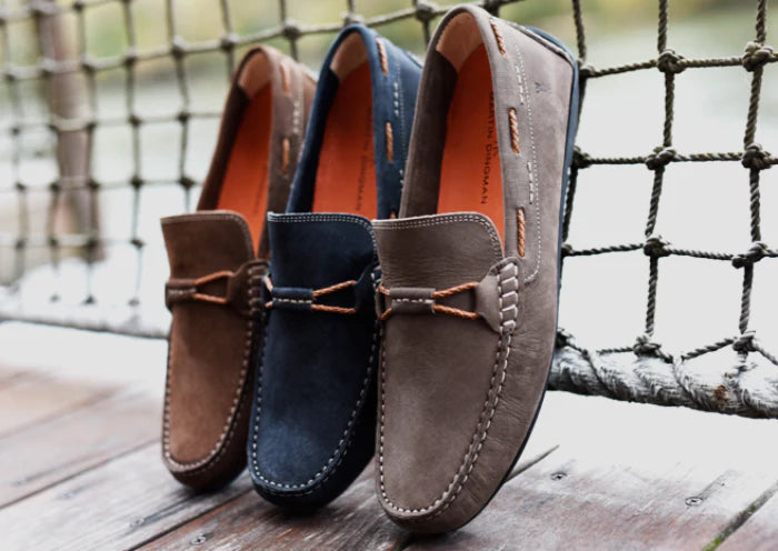 Martin Dingman Navy Blue Bermuda Loafers for Men - Comfortable Slip-On Dress Shoes for Business, Casual & Travel