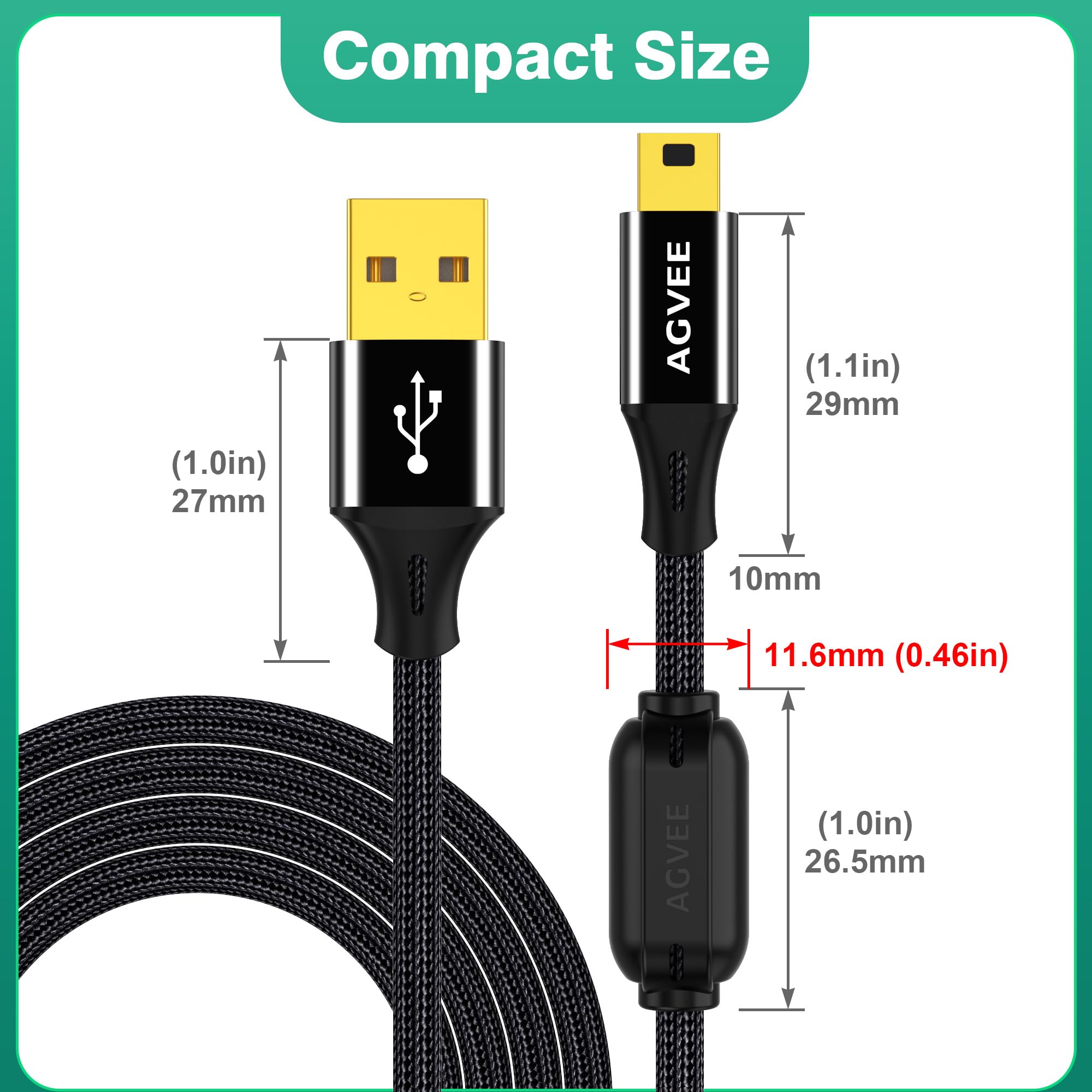 AGVEE 2 Pack 3.3ft USB Camera Cable with Magnetic Ring - IFC-400PCU Data Transfer & AV Out Cord for Canon EOS Rebel T1i to T7i, PowerShot DSLR & Vixia Camcorders - Perfect for Studio Photography & Video Recording (Black)