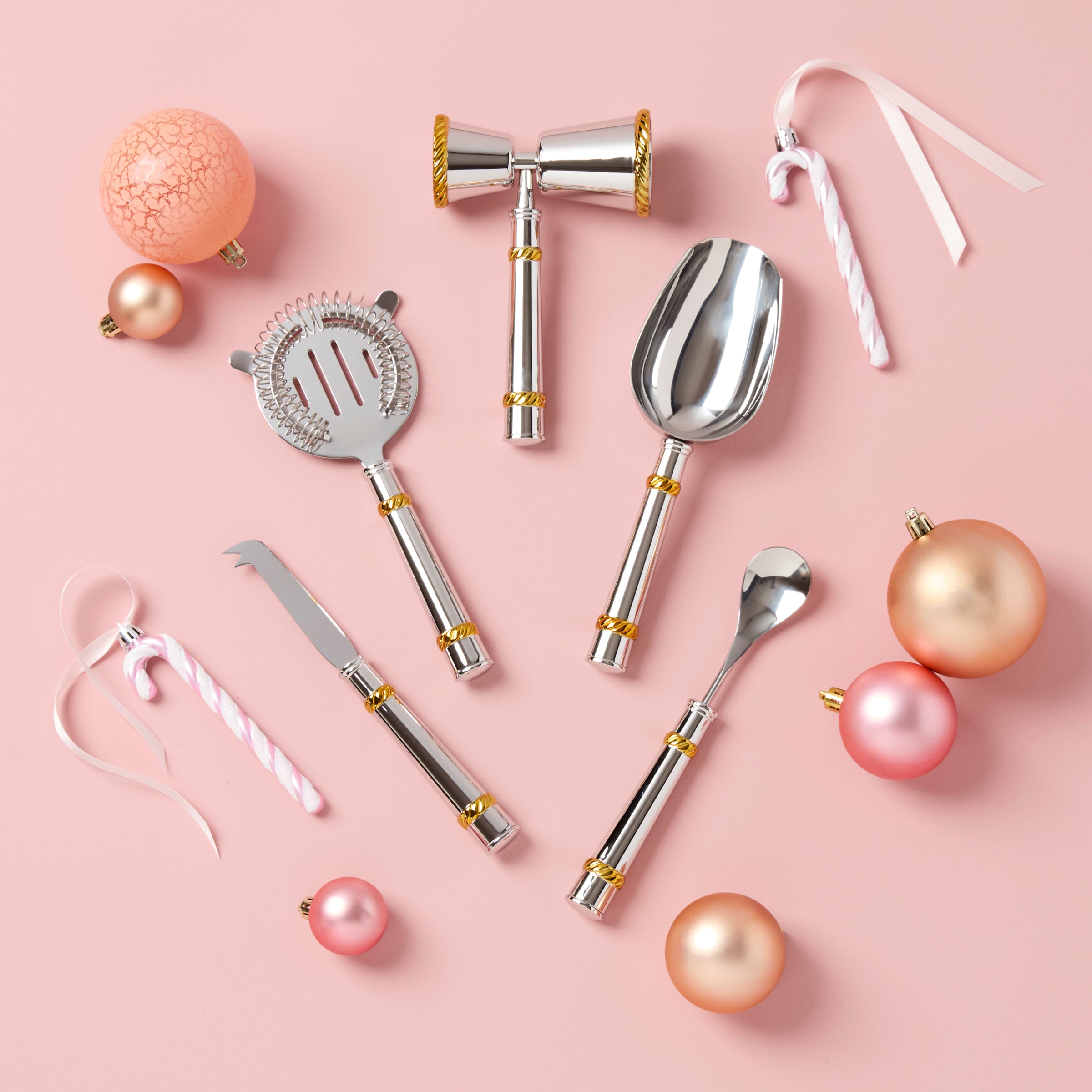 Premium Roseland 5-Piece Stainless Steel Bar Tool Set - Cocktail Shaker, Strainer, Jigger & More - Perfect for Home Bars, Mixology & Cocktail Parties