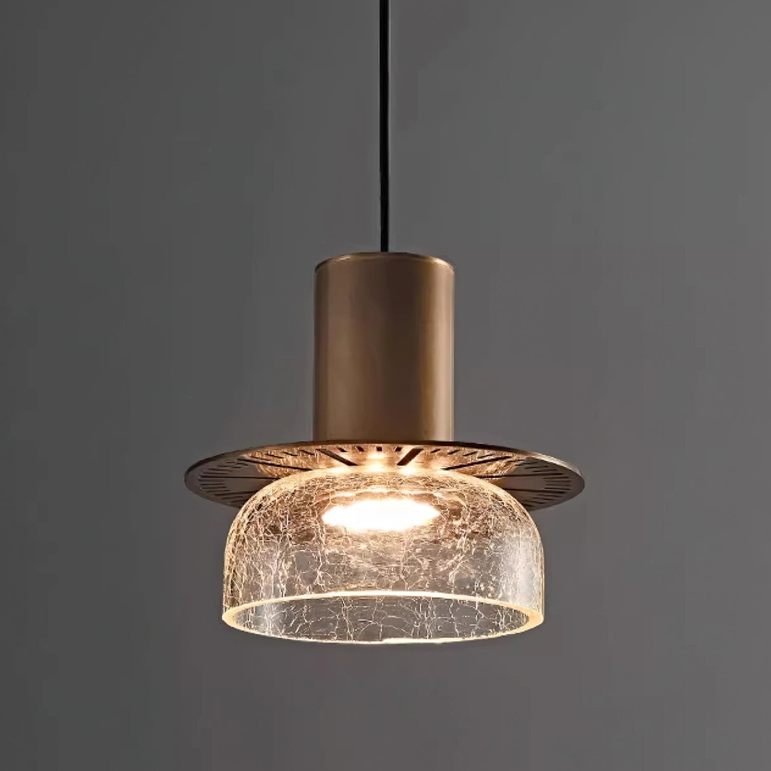 Modern Glacier Crackle Glass Pendant Light - Handmade Frosted Glass Ceiling Lamp for Dining Room, Kitchen Island, Living Room & Bedroom Lighting