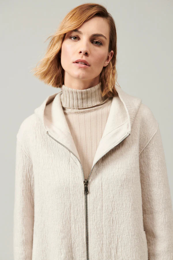 Comfort Fit Hooded Boiled Wool Jacket for Women - Warm Winter Coat with Ice-Resistant Fabric | Perfect for Outdoor Activities & Cold Weather Fashion
