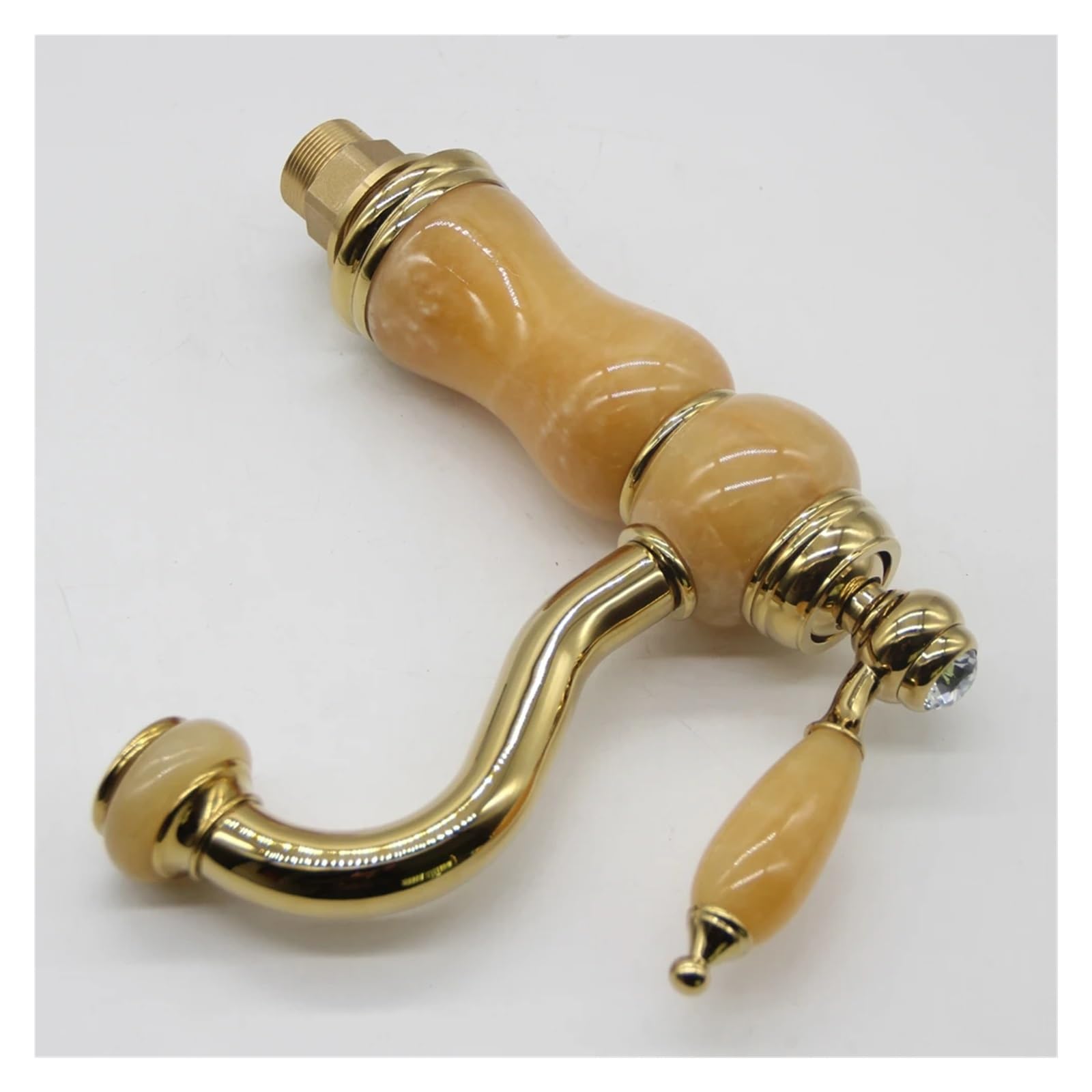 Royal Marble Bathroom Faucet - Hot and Cold Water Gold Lavatory Sink Tap with Full Copper Construction & Jade Accents - Elegant Marble Stone Basin Faucet for Modern Luxury Bathrooms (Model: CWXKGL) - Perfect for Spa-Like Vanities, Hotel Renovations, and Upscale Home Decor