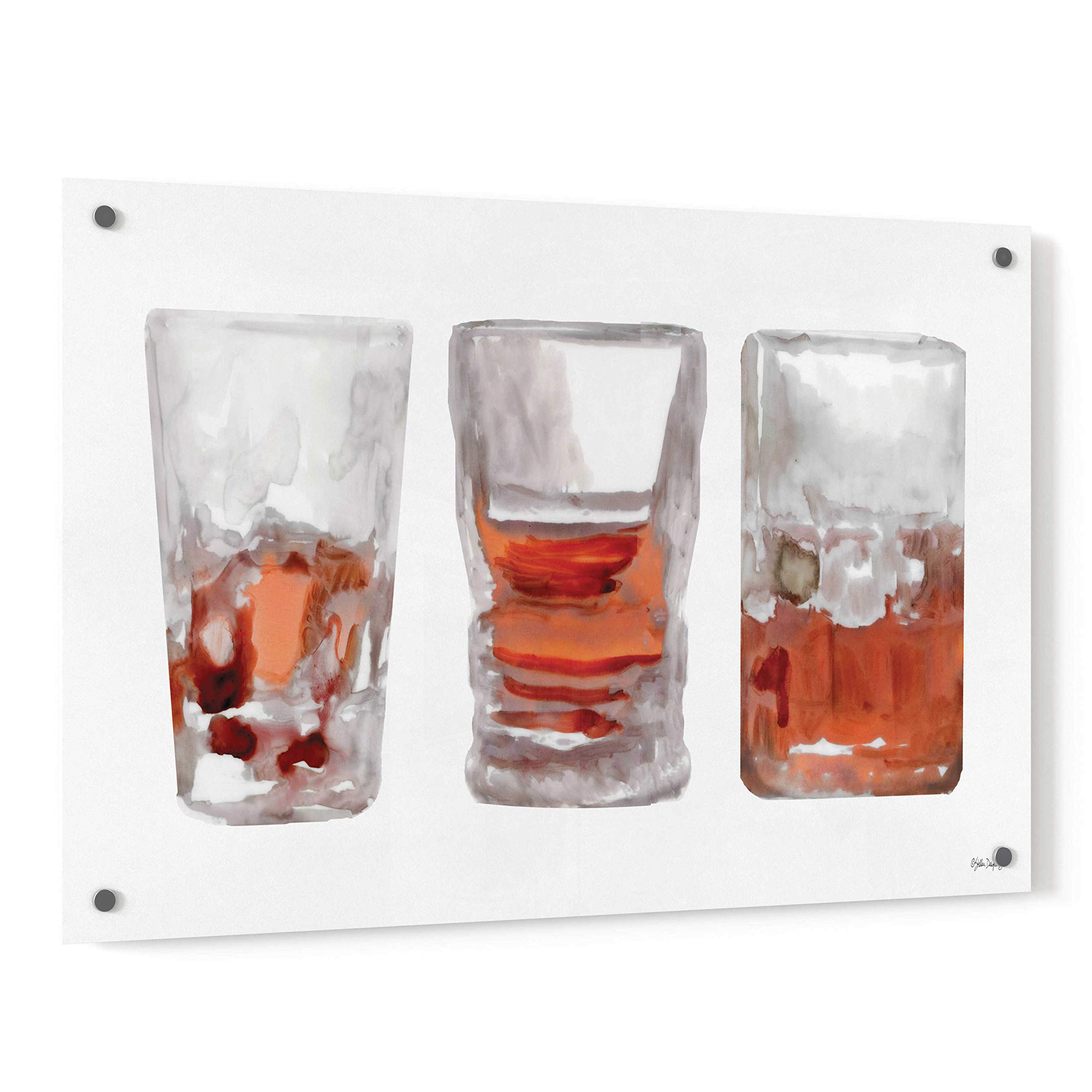 Stellar Design Studio Bourbon Glasses 1 Acrylic Glass Wall Art - 36x24 Inches Modern Home Decor for Living Room, Bar & Office