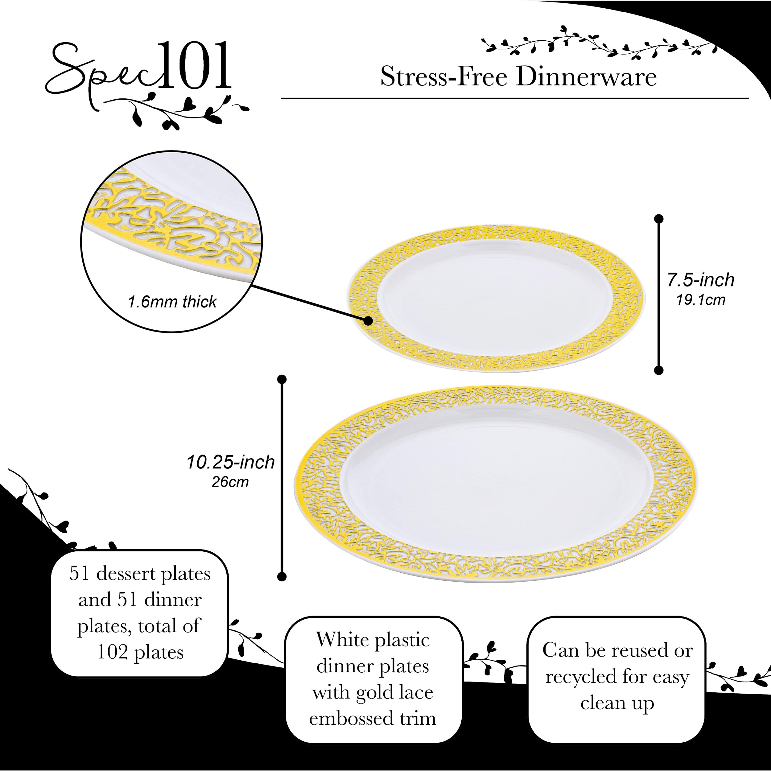 102-Piece Disposable Plastic Plates Set - 7.5