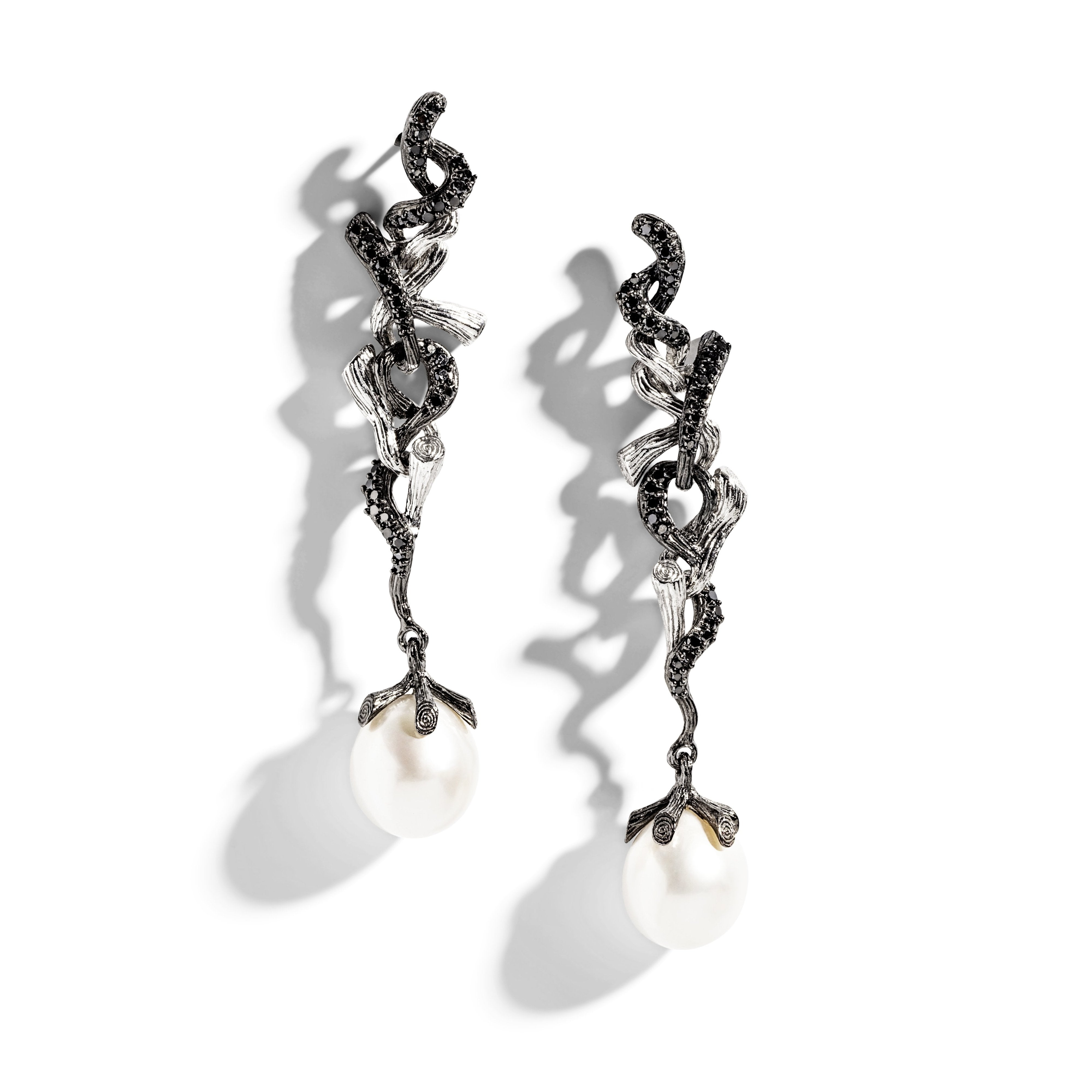 Elegant Branch Coral Earrings with Freshwater Pearls & Genuine Diamonds – Perfect for Weddings, Parties & Special Occasions