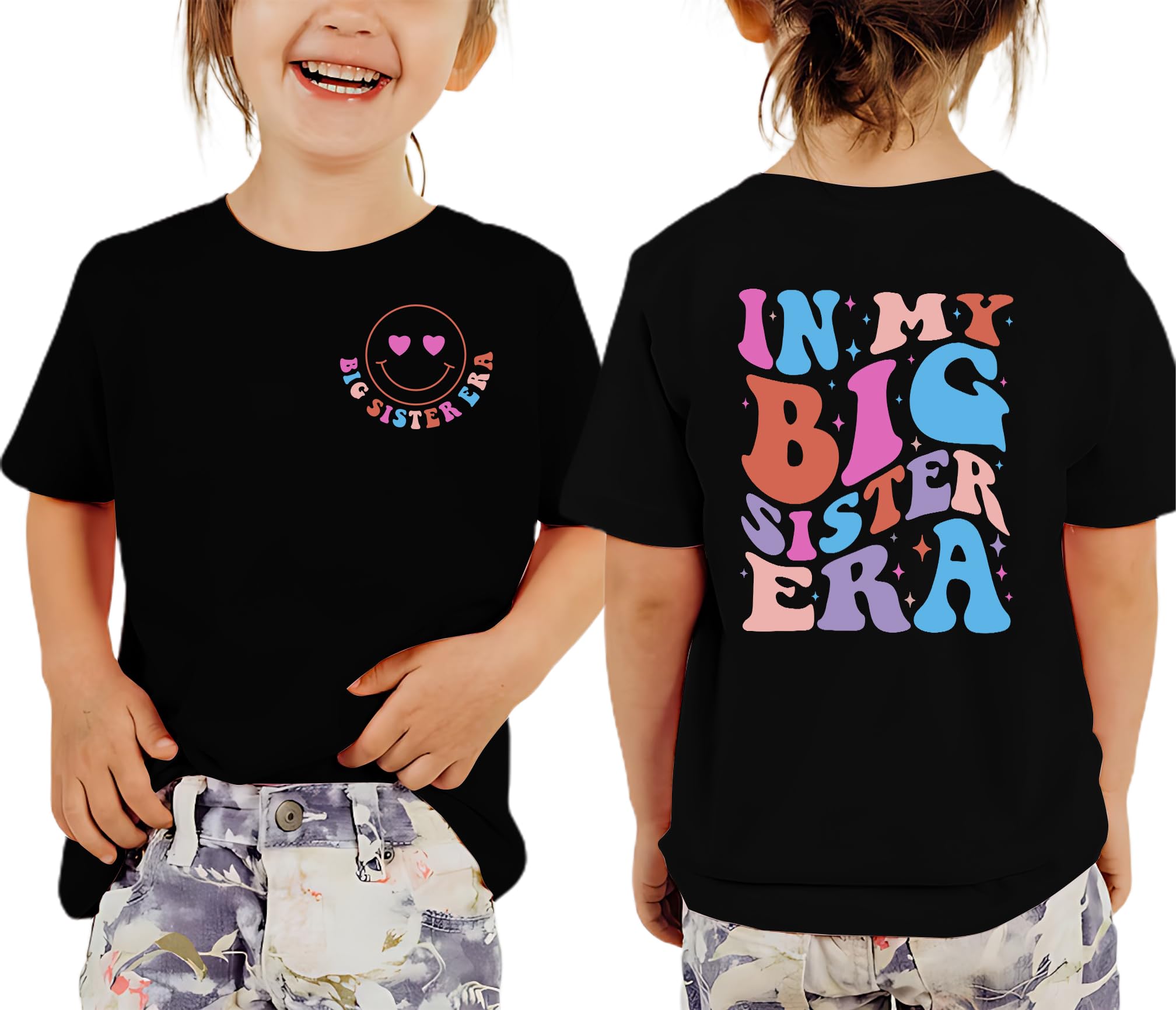 Big Sister Era Graphic T-Shirt for Toddler Girls - Cute Casual Sibling Outfit for Infants & Little Sisters | Perfect for Family Photos, Sibling Bonding & Special Occasions