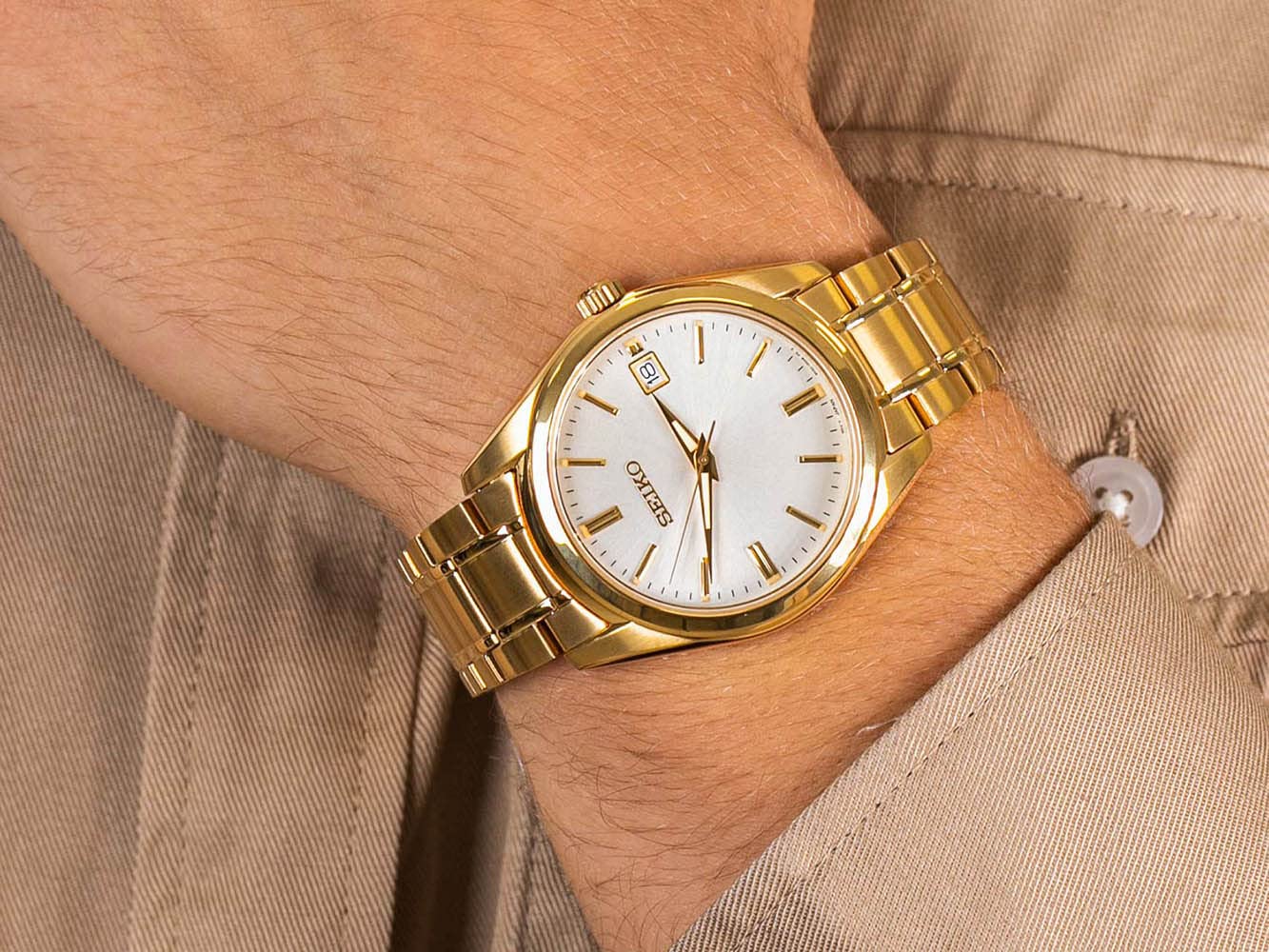 Seiko Men's SUR314 Two-Tone Stainless Steel Japanese Quartz Watch with Gold-Tone Bracelet – Elegant Dress Watch for Business, Formal & Casual Wear
