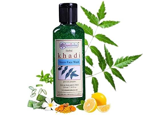 Khadi Rishikesh Herbal Neem Pimple Remover Face Wash | Acne Treatment & Pimple Control Cleanser for Men & Women | SLS & Paraben Free (210ml) | Perfect for Daily Skincare Routine & Sensitive Skin Care