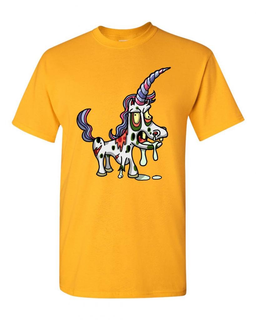 Zombie Unicorn Undead Animals Graphic T-Shirt for Adults - Cool Halloween & Gothic Fashion Tee for Parties, Cosplay and Casual Wear