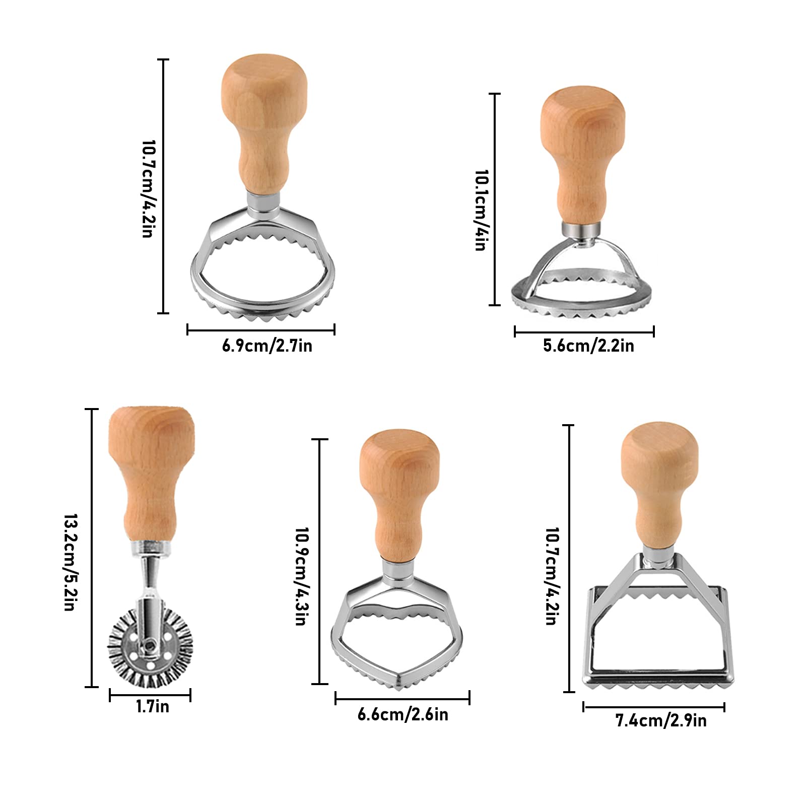 Premium Stainless Steel Dumpling Maker Set - 13PCS Ravioli Cutter, Stamp & Mold Kit with Wooden Handle - Perfect for Homemade Pasta, Lasagna, Pierogi - Ideal for Family Cooking, Holiday Meals & Italian Cuisine Lovers