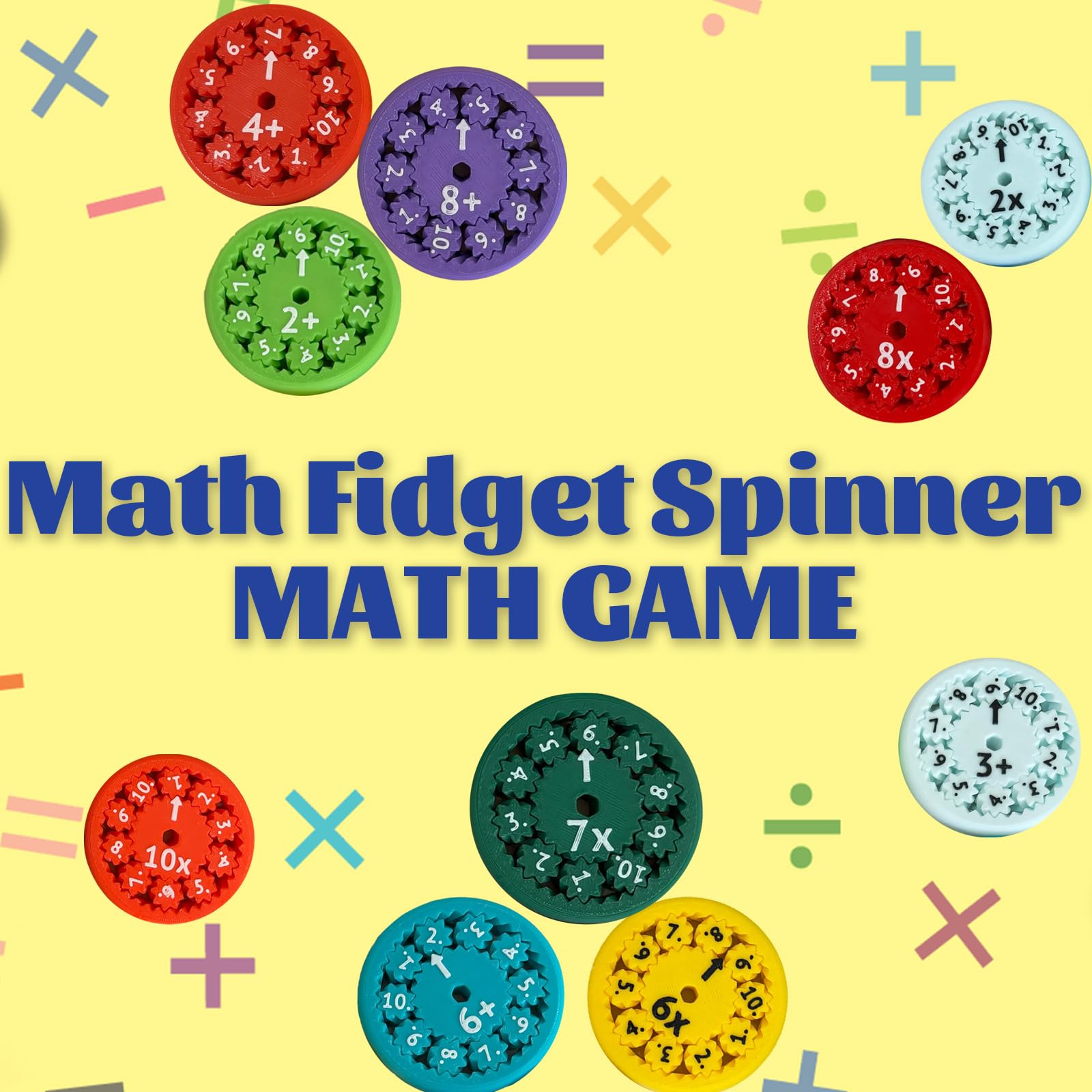 Math Fact Fidget Spinners - Educational Toys for Kids Learning Addition & Subtraction | Fun Classroom & Homeschool Math Games for Early Learning | Stress Relief Sensory Fidget Toys for ADHD & Focus