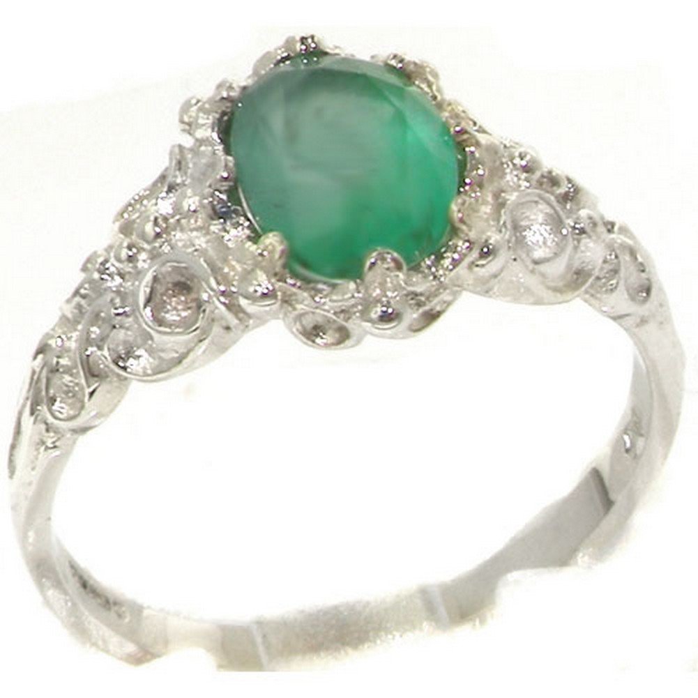 925 Sterling Silver Genuine Emerald Women's Band Ring - Elegant Stackable Ring for Everyday Wear, Gift for Her, Wedding, Anniversary & Special Occasions