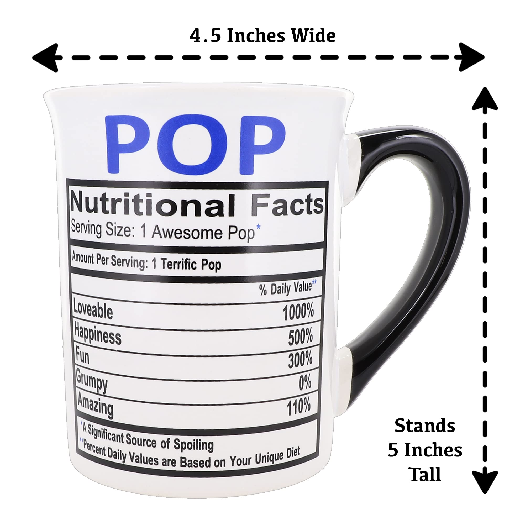 16oz Pop Papa Ceramic Coffee Mug - Funny Novelty Gift for Men, Dad & Grandpa | Perfect for Home, Office & Coffee Table Decor | Great Christmas, Birthday & Father's Day Gift Idea