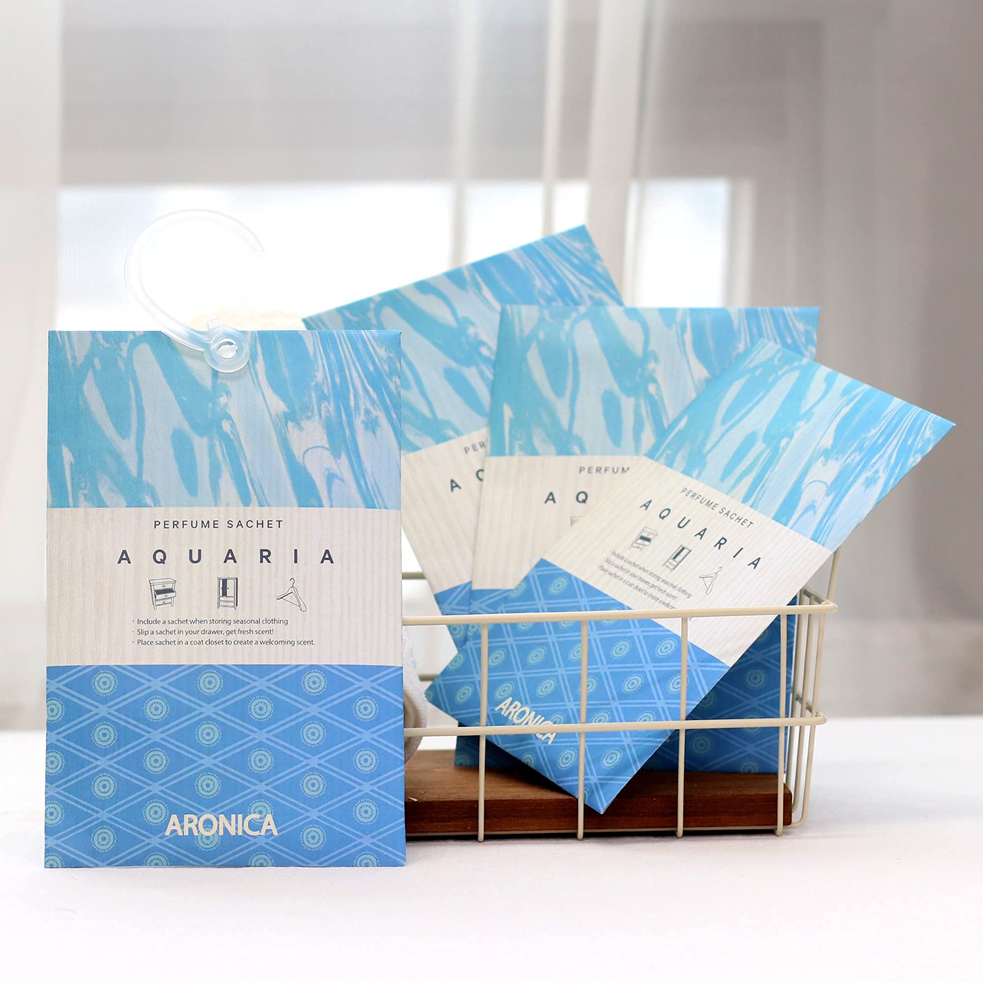 Aronica Linen Closet Sachets - 16 Pack Long Lasting Aquatic Scented Closet Fresheners | Non-Toxic Fabric Freshener for Drawers, Wardrobes & Storage Spaces