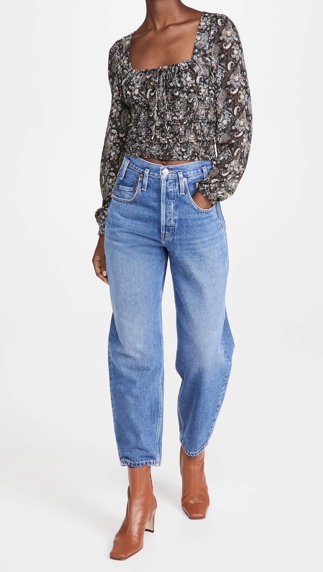 Free People Women's Printed Lolita Top - Dark Combo, XS | Floral Boho Blouse for Casual Outfits & Summer Fashion