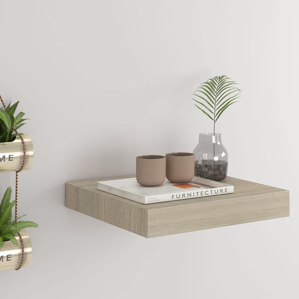 Modern Floating Wall Shelf Set - Oak MDF Wall Mounted Display & Storage Shelves (9.1