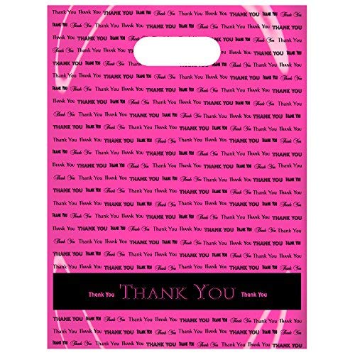 50-Pack Hot Pink 9x12 Inch Plastic Thank You Bags with Die-Cut Handles | Premium Retail Packaging for Boutiques, Gift Shops & Ecommerce Stores