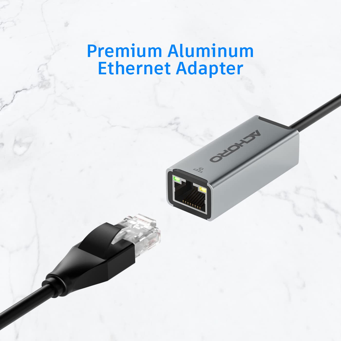 ACHORO USB C & USB A to Ethernet Adapter with Multiple Ports - Aluminum Alloy LAN to USB Converter for PC, Mac - Perfect for Home Office, Gaming & Remote Work Connectivity