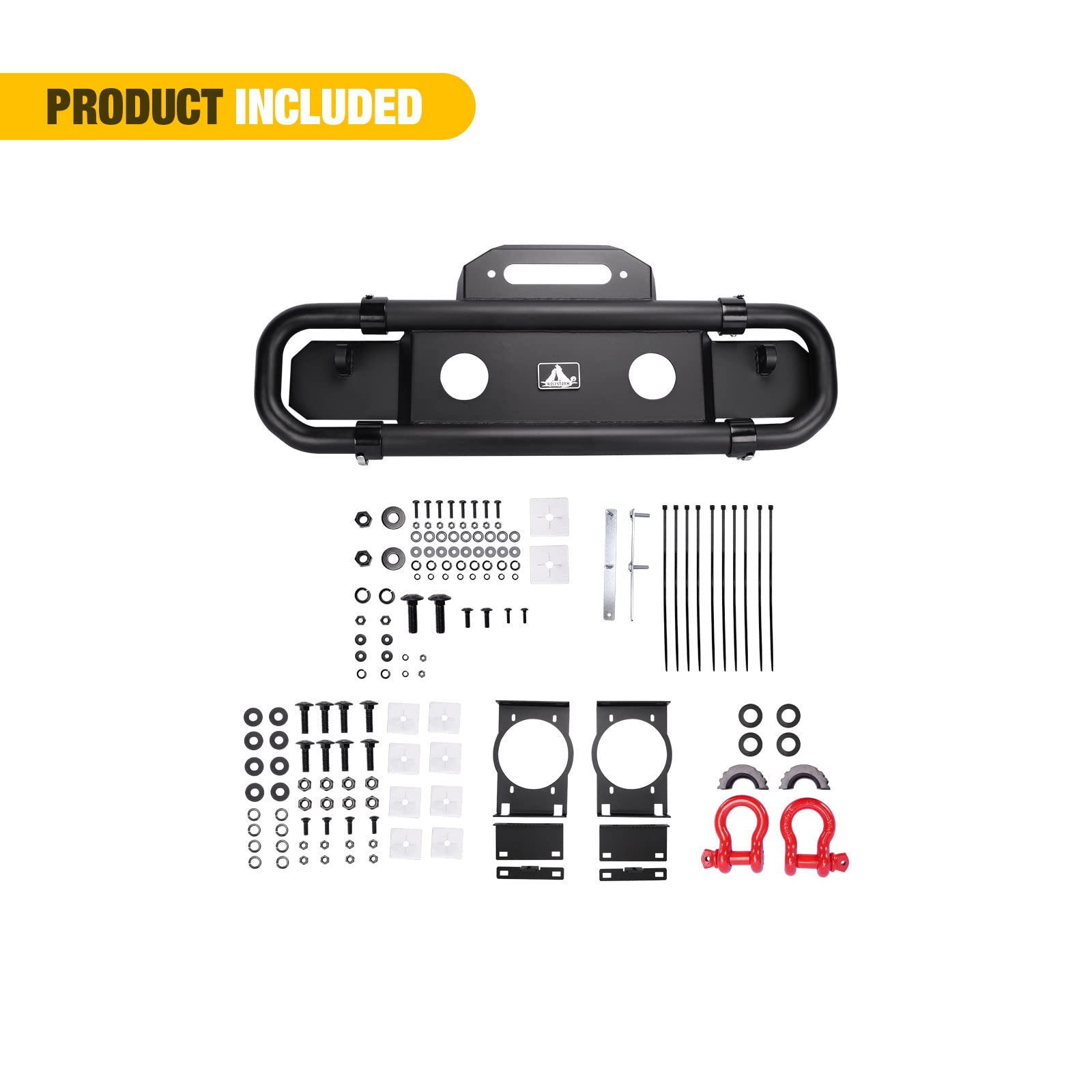 WOLFSTORM Alloy Steel Front Bumper Replacement for 2007-2017 Jeep Wrangler JK/JKU & 2018-2023 Jeep Wrangler JL/JLU with Winch Plate - Heavy Duty Off-Road Bumper for Adventure & Trail Riding