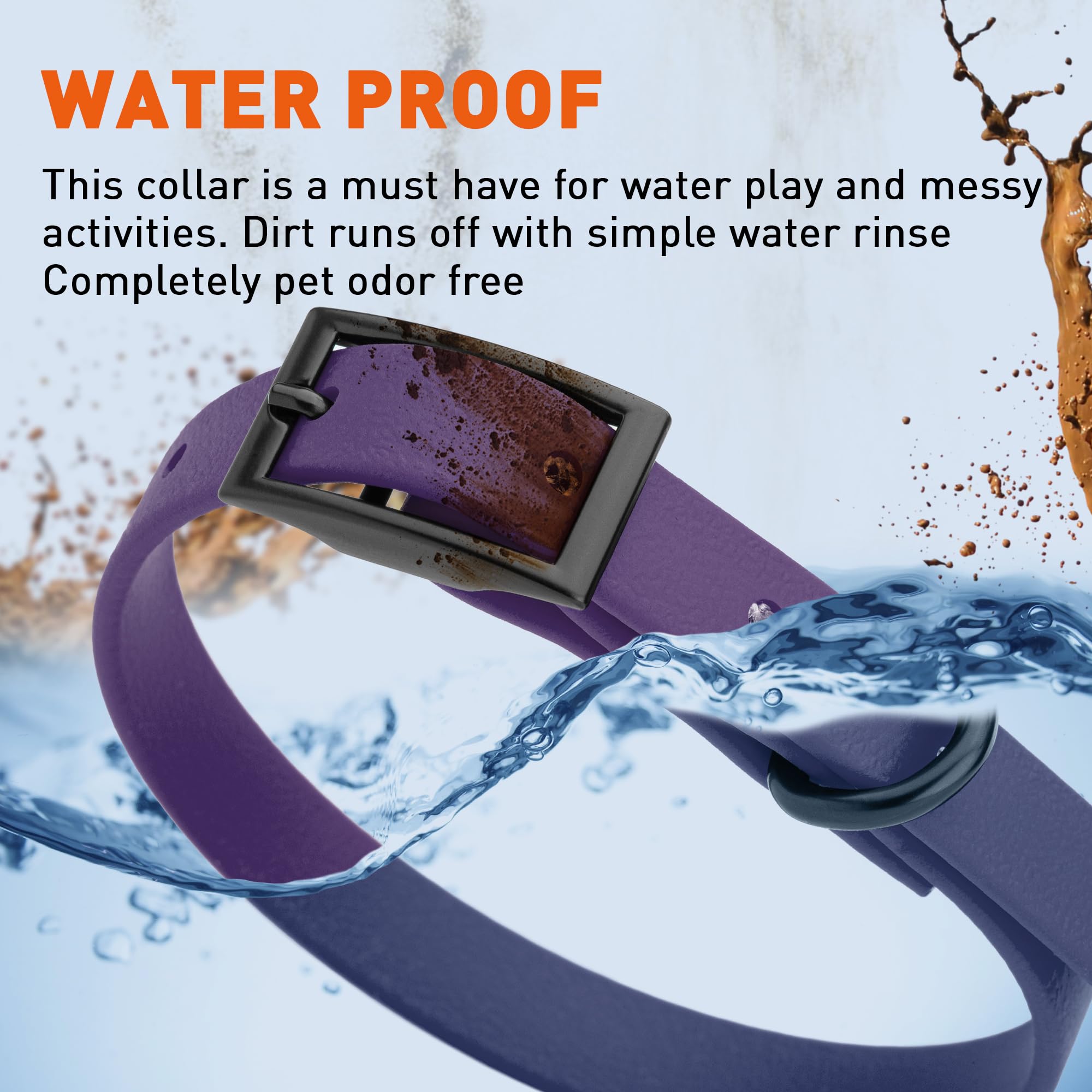 Biothane Waterproof Dog Collar - Durable Coated Nylon Webbing with Black Hardware | Odor-Proof, Easy to Clean & Low Maintenance | Fits Small, Medium & Large Dogs | Violet Purple | Perfect for Outdoor Adventures, Swimming & Daily Walks