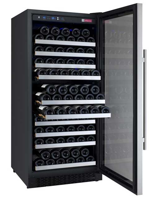 Flexcount 1 Zone 128 Bottle Wine Cooler Refrigerator - Perfect for Home Bars, Restaurants, and Wine Cellars