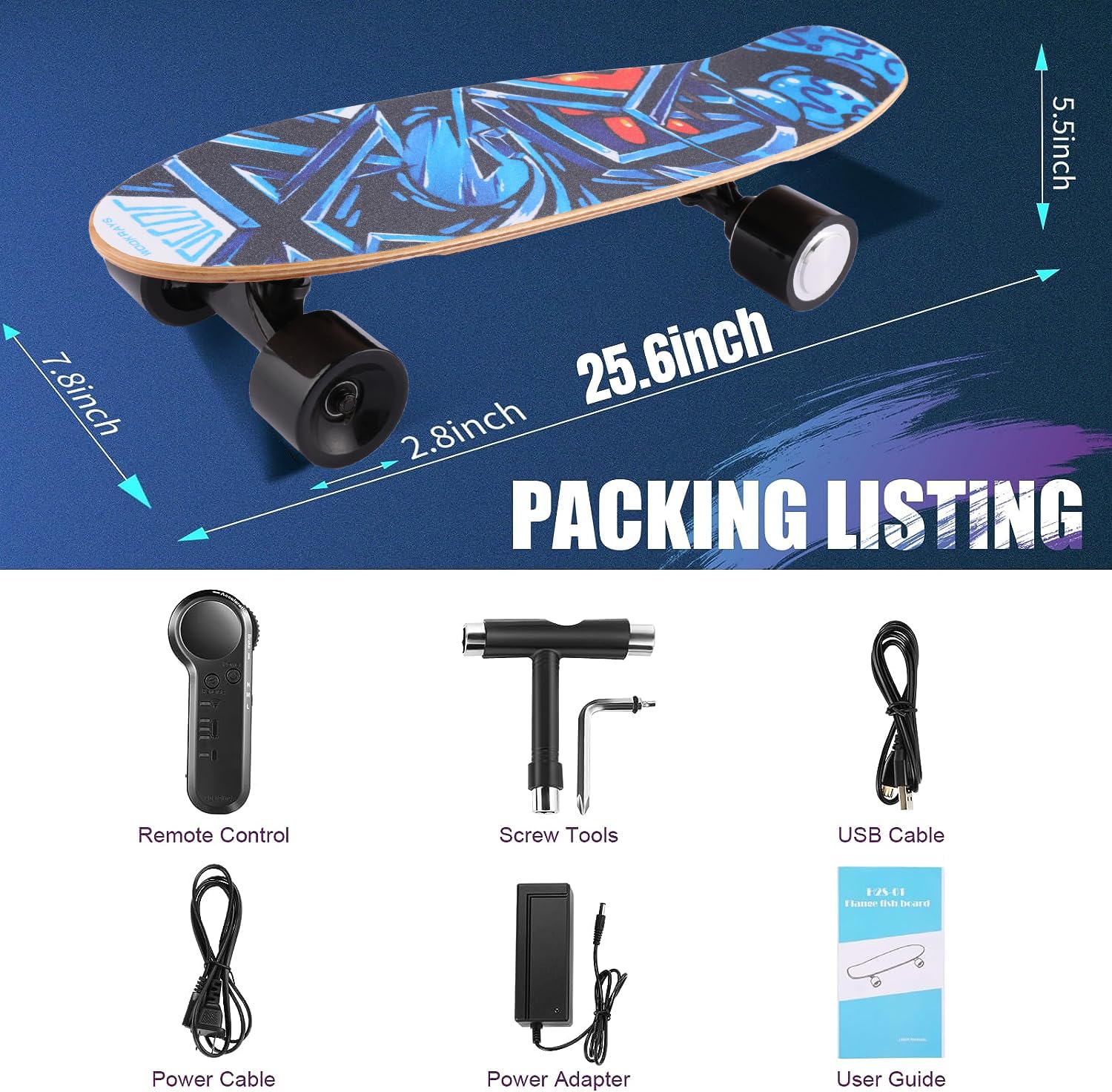 Caroma Electric Skateboard with Remote Control - 12.4 MPH Max Speed & 8 Mile Range - 3 Speed Modes Electric Longboard for Adults & Teens - Perfect for Commuting, Campus Travel & Outdoor Recreation