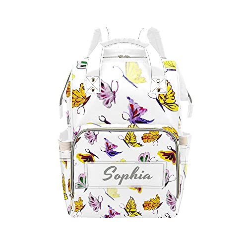 **Personalized Butterfly Diaper Backpack – Custom Name Baby Bag for Moms, Nursing Tote & Shoulder Nappy Bag – Perfect for Travel, Daycare & Baby Showers**