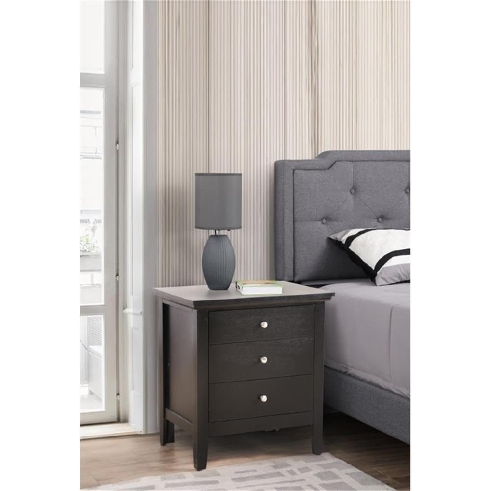 Black Glory Furniture Hammond 3-Drawer Nightstand - Modern Bedside Table for Bedroom Storage & Organization | Perfect for Small Spaces, Apartments & Guest Rooms