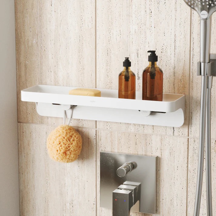 Flex Adhesive Shelf - White | Strong Wall Mount Organizer for Bathroom, Kitchen & Office | Space-Saving Storage Solution