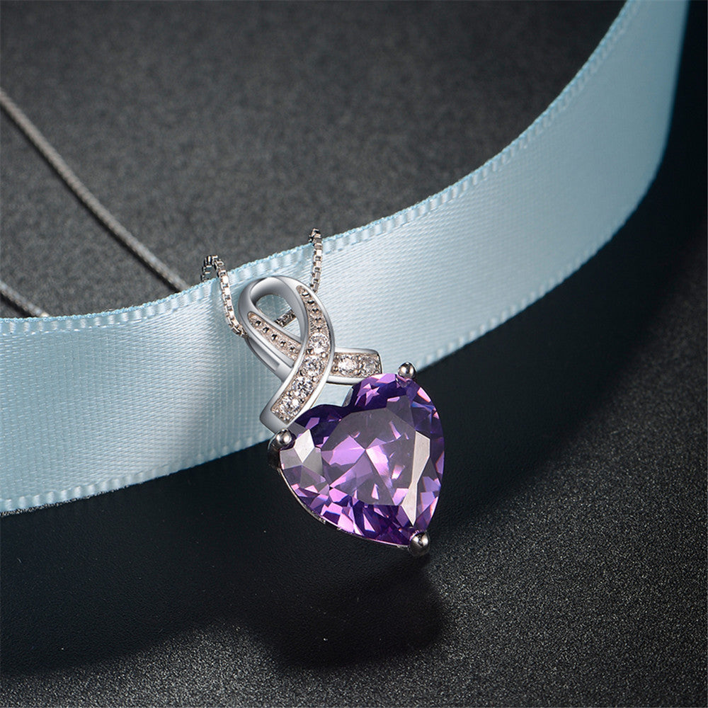 MABELLA 925 Sterling Silver Simulated Birthstone Heart Pendant Necklace for Women | Elegant Jewelry Gift for Birthday, Anniversary & Valentine's Day | Perfect for Everyday Wear & Special Occasions