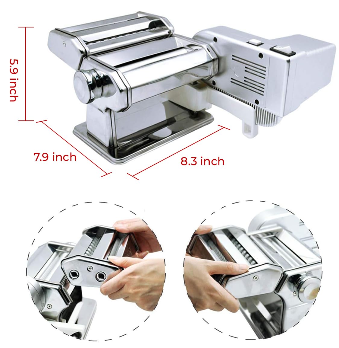 Automatic Electric Pasta Maker Machine with Motor - Hand Crank & Multifunctional Rollers for Homemade Pasta, Ravioli, Lasagna - Perfect for Italian Cooking, Family Dinners & Restaurant Quality Meals