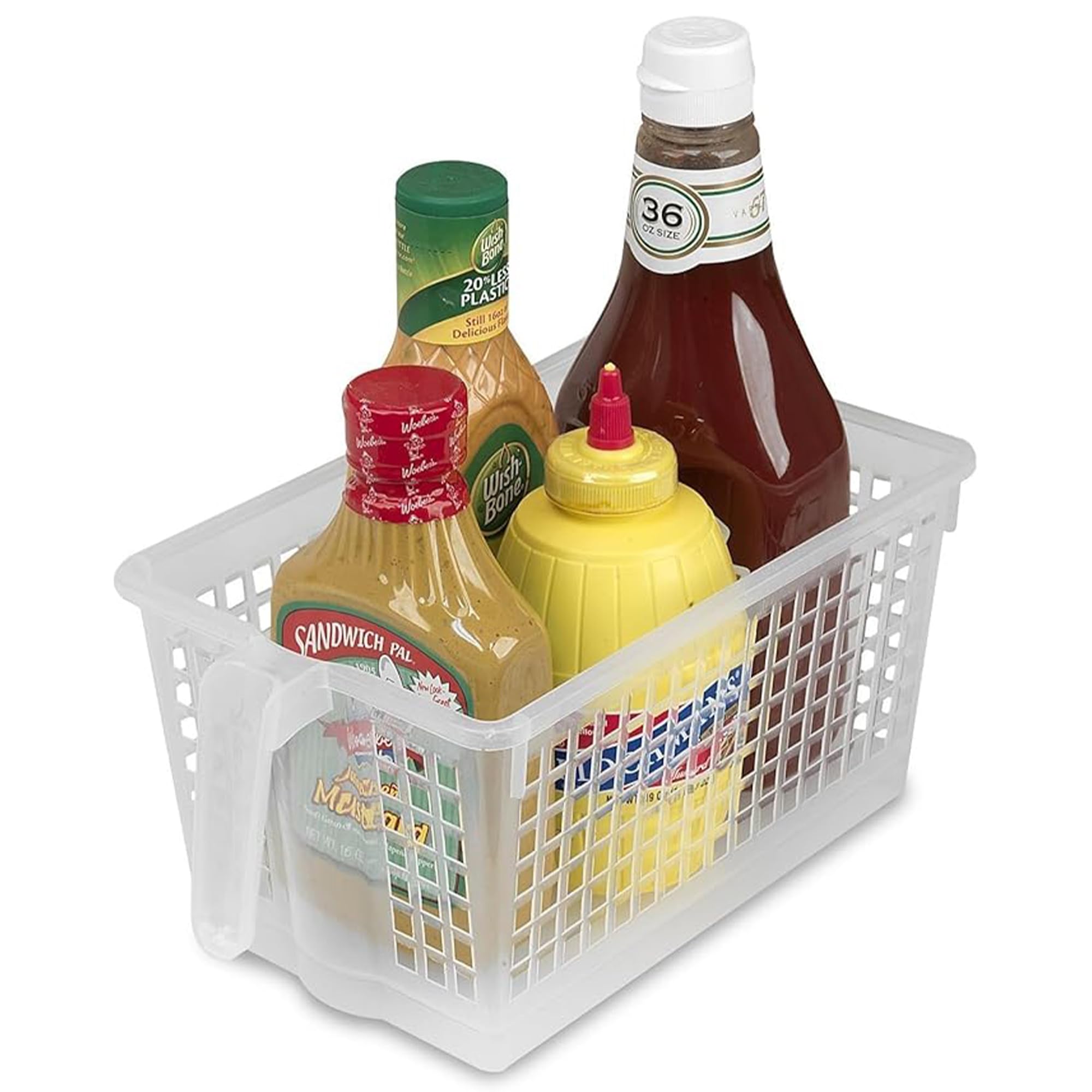Large Plastic Organizer Bins with Handles - Kitchen Pantry Storage Baskets for Chip Bags, Cake Mixes, Pasta & Condiments | Perfect for Pantry Organization, Cabinet Storage & Kitchen Decluttering