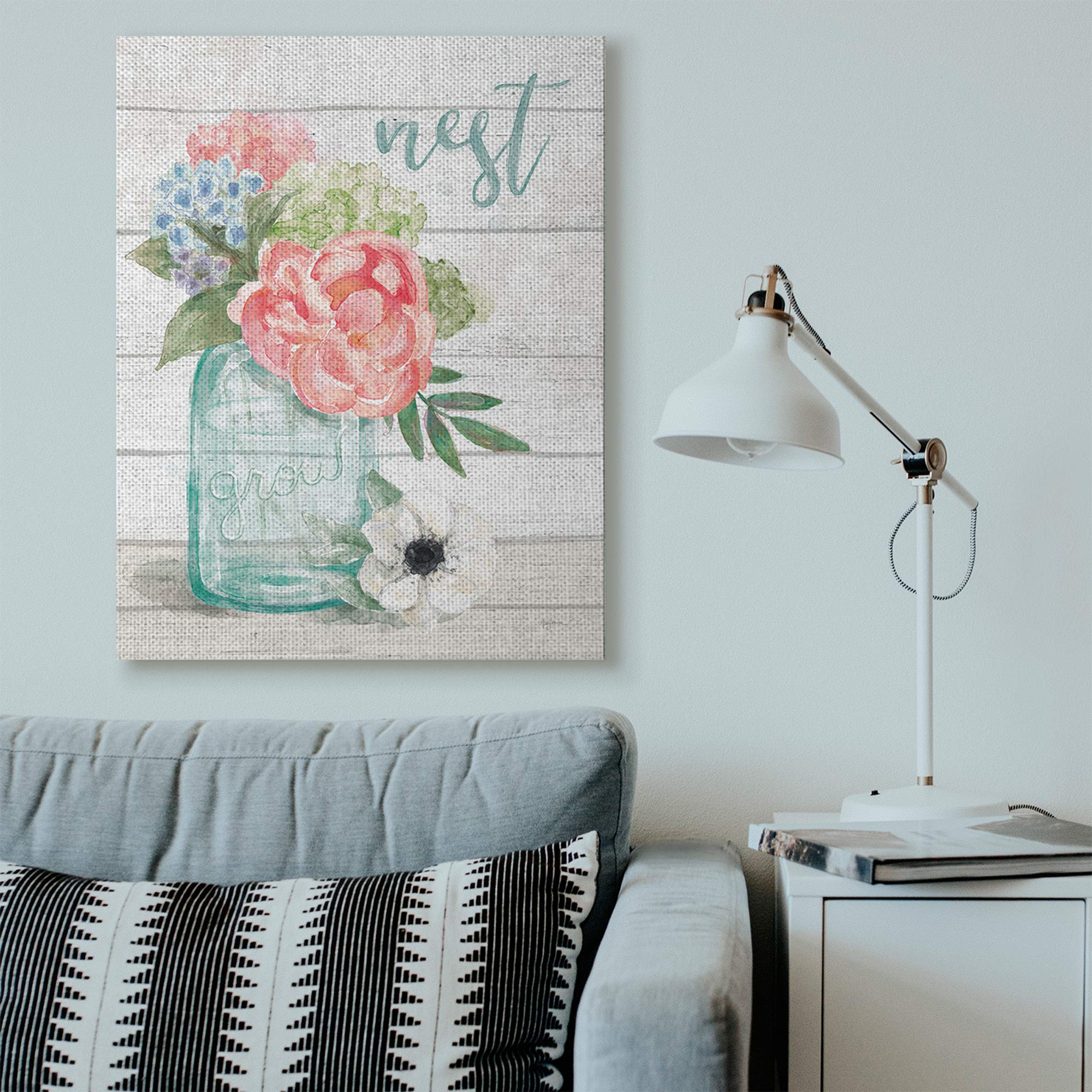Stupell Industries 'Nest Grow Flower' Rustic Wood Textured Canvas Wall Art - 36x48 Inches, Designed by Mary Urban | Perfect for Farmhouse, Boho & Living Room Decor